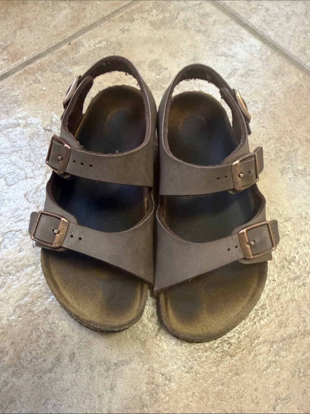 Birkenstock Kids Dark Brown Double-Strap Buckle Sandals